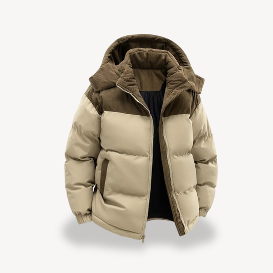 Men’s Quilted Puffer Jacket with Trimmed Hood – Refined Modern Layer