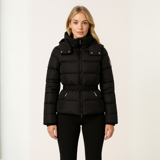 Women’s Belted Puffer Jacket – Polished Structure with Modern Appeal