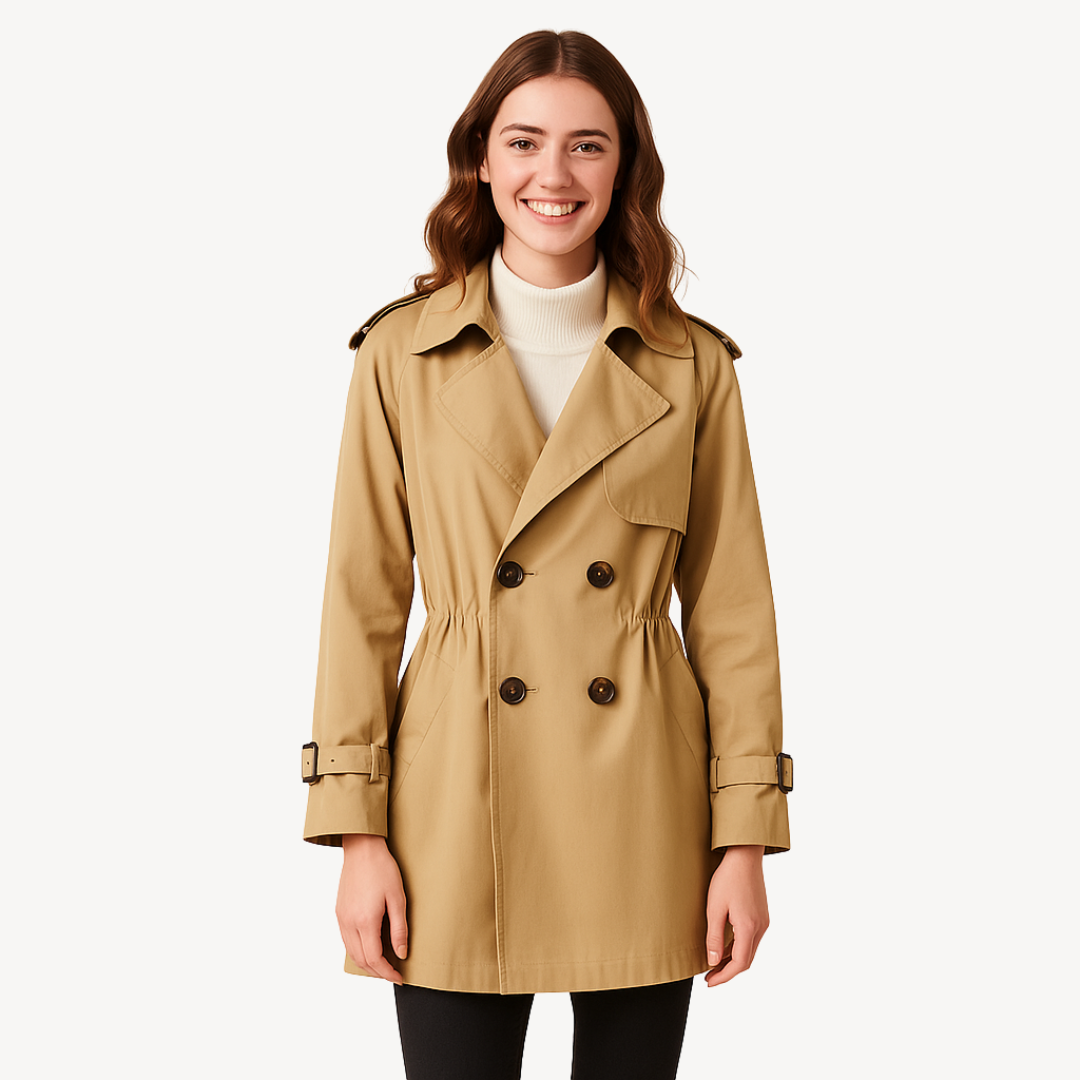 Women’s Double-Breasted Trench Coat – Effortless Elegance for Every Season