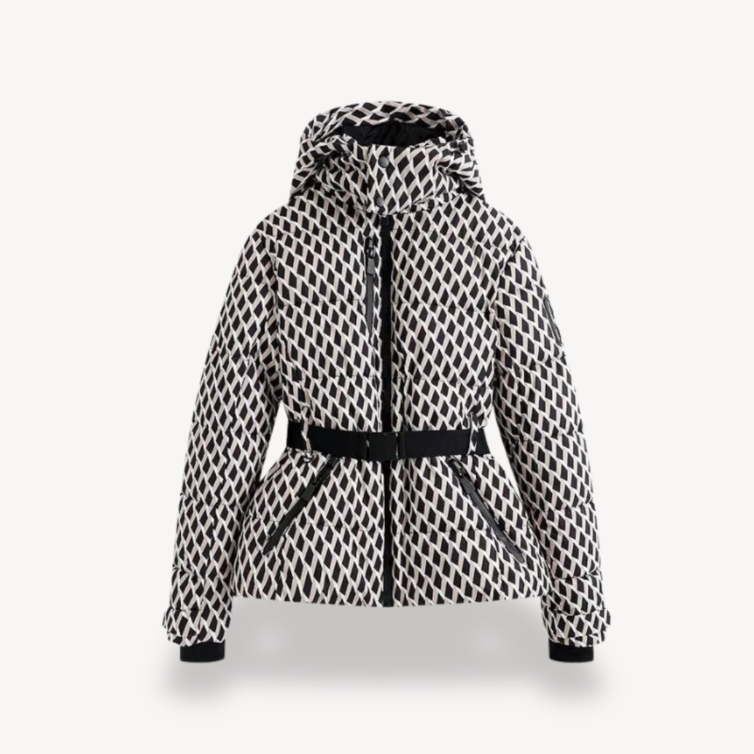 Women’s Hooded Belted Puffer Jacket – Refined Longline Quilted Style