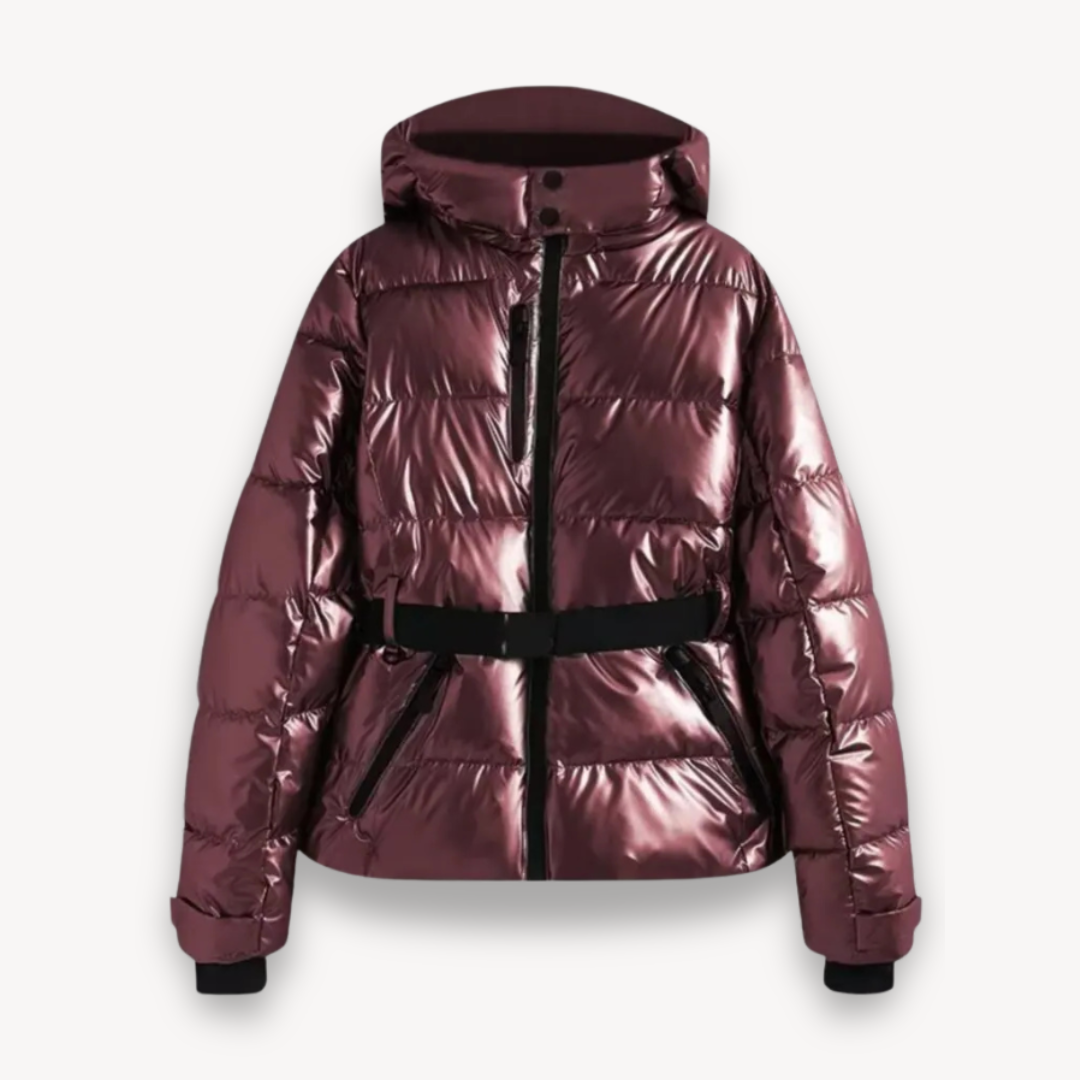 Women’s Hooded Belted Puffer Jacket – Refined Longline Quilted Style
